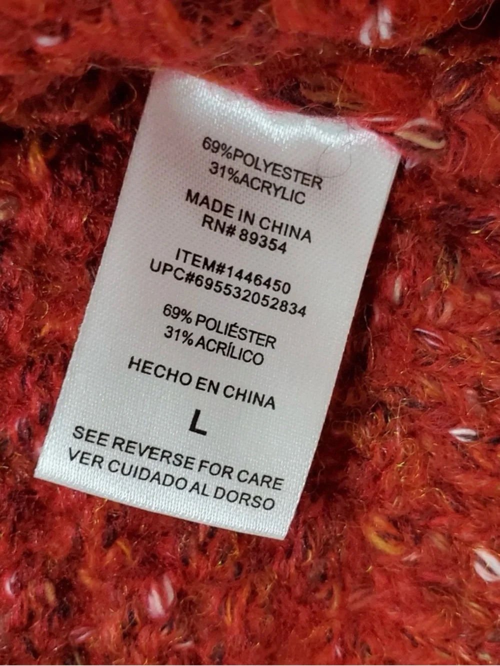 Adrienne Vittadini Sweater Red Cable Knit‎ Raglan Sleeve V-Neck Pullover Large